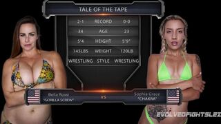 Big boobed Bella Rossi lesbian sex wrestling with Sophia Grace - 1 image
