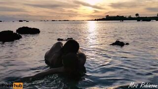 Hot Girls having Lesbian Sex on Public Beach - 11 image