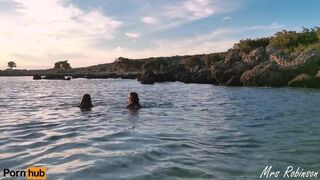 Hot Girls having Lesbian Sex on Public Beach - 2 image
