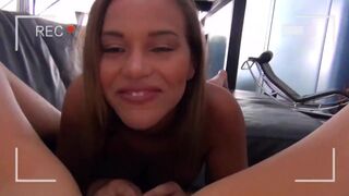 POV - hot lesbians babes playing with camera