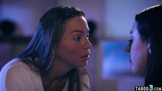 Naughty lesbian teen Abigail Mac consoling her chubby MILF neighbor Angela White - 5 image