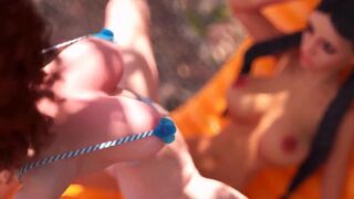 Animated Futanari Lesbian - Horny 3D Shemale fucking RedHead Bitch