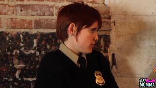 SEXYMOMMA - Ebony prison guard strapon fucked in the ass