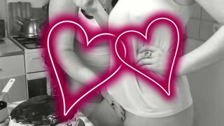 Konstanzia, the stunning brunette MILF, makes a cake for women's day with her perfect ass and huge natural tits in her short - 2 image