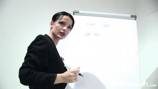 Watch German MILF Boss strip and tease in the office with kinky office sex - 3 image