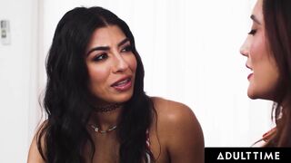 Chloe Amour gets destroyed by Jasmine Sherni's massive strapon in a wild MILF-bestie session - 2 image